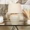 White Ceramic Woven Rattan Table Lamp with Linen Shade